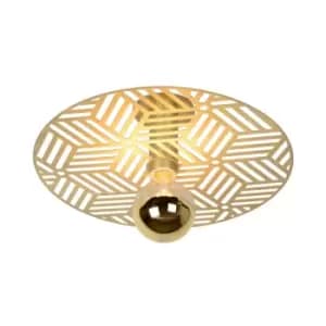 Olenna Retro Flush Ceiling Light - Ø40cm - 1xE27 - Matt Gold, Brass