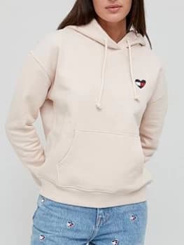 Tommy Jeans Boxy Homespun Heart Hoodie - Stone Size XS Women