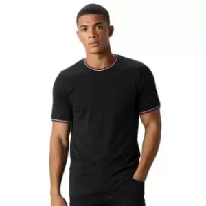 Kustom Kit Mens Fashion Fit Tipped T-Shirt (M) (Black/White/Red)