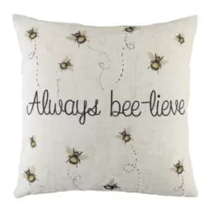 Bee-Lieve Printed Cushion White