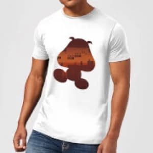 Nintendo Super Mario Goomba Silhouette Mens White T-Shirt - L - Light Grey