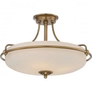 4 Light Semi Flush Ceiling Light Weathered Brass, E27