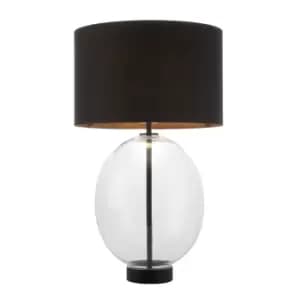 Lecce Complete Table Lamp, Glass, Matt Black Paint With Black Cotton Fabric