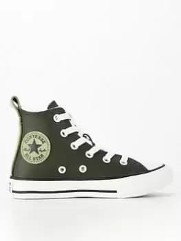 Converse Kid's Converse Chuck Taylor All Star Lined Leather High Top - Khaki, Size 11