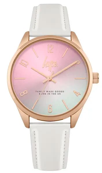 Just Hype UK hype pink iridescent script watch