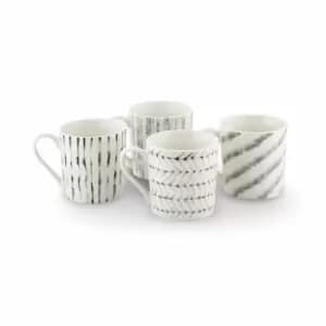 Tower Sketch Mug, Set Of 4 - White