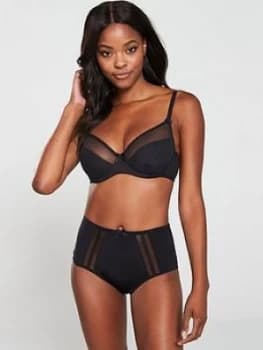 Pour Moi Shadow High Leg Deep Brief - Black, Size 10, Women