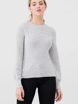 Oasis Bella Blouson Sleeve Sequin Jumper - Pale Grey, Pale Grey Size M Women