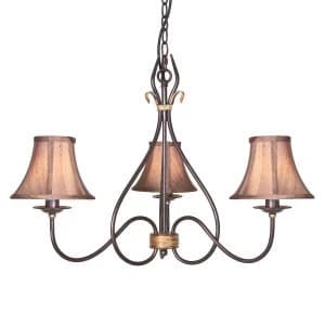 Multi Arm Chandelier 3 Light Rust, Gold Finish - Shades Not Included, E14