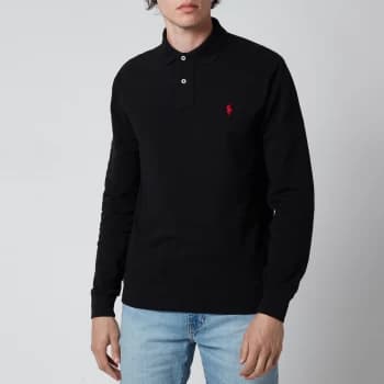 Polo Ralph Lauren Mens Slim Fit Mesh Long Sleeve Polo Shirt - Polo Black - M