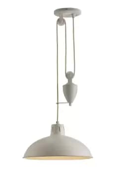 Wellington Pulley System Dome Ceiling Pendant E27 Matt White