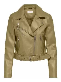 ONLY Biker Faux Leather Jacket Women Green