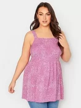 Yours Animal Print Crinkle Vest Top - Pink, Size 16, Women