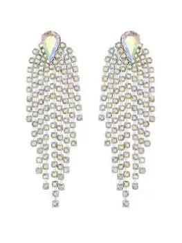Mood Mood Silver Aurora Borealis Crystal Shower Drop Earrings, Silver, Women