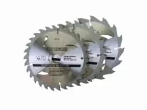 Silverline 292712 TCT Circular Saw Blades 16 24 30T 3pk 150 x 20 - 16 12.75mm rings