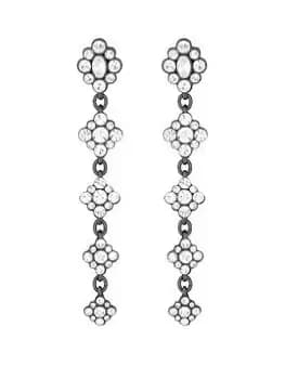 Mood Hematite Crystal Flower Linear Statement Drop Earrings