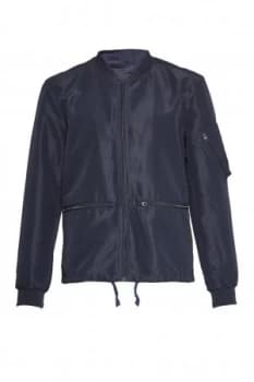 Mens French Connection Patiala Perforated Bomber Jacket Blue