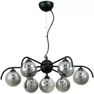 Spring Lighting - Spring Contemporary Multi Arm Pendant Ceiling 7 Light Black, Glass