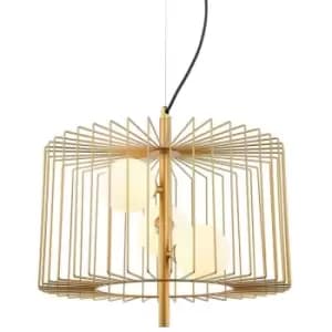 Netlighting Modern Hanging Pendant Golden 3 Light with Gold, White Shade, G9 - I