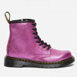 Dr. Martens Kids 1460 Patent Lamper Lace Up Boots - Pink Reptile Emboss - UK 1 Kids