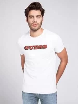 Guess Jeans Block Logo T Shirt, White Size M Men