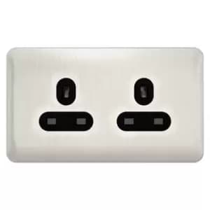 Schneider LSD 2G 13A Unswitched Socket Black Insert Stainless Steel - GGBL3060BSSS
