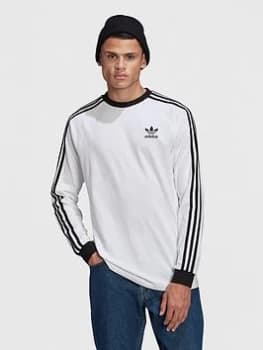 adidas Originals 3-Stripe Long Sleeve T-Shirt - White Size M Men