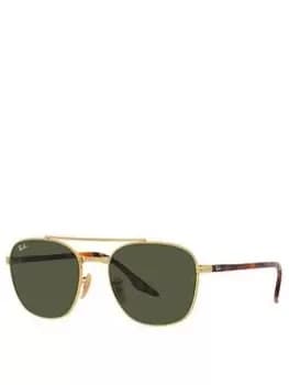 Ray-Ban Ray-ban Arista Square Frame Green Lens Sunglasses, Brown, Men