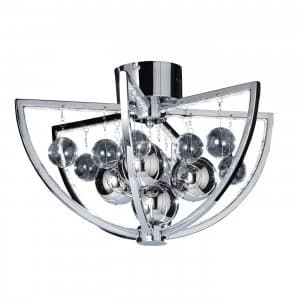 1 Light Flush Ceiling Light Chrome Glass Balls