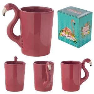 Funky Pink Flamingo Shaped Handle Ceramic Mug