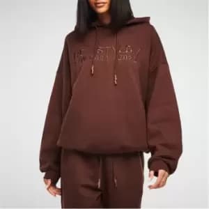 Missguided Re Styld Embroidered Hoodie - Brown
