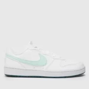 Nike White & Green Court Borough Low Girls Youth Trainers