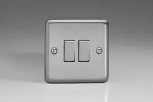 Varilight Classic 2 Gang Intermediate Switch with Decorative Insert (Double XS77D) - Matt Chrome - XS77D