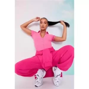 I Saw It First Pink Button Through Cotton Rib Short Sleeve Bodysuit - Pink