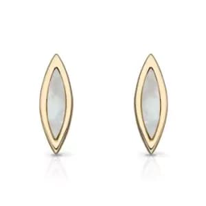 JG Signature 9ct Gold Mother of Pearl Navette Stud Earrings