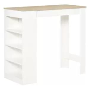 Homcom Bar Table With Built In 4 Tier Shelf White And Natural