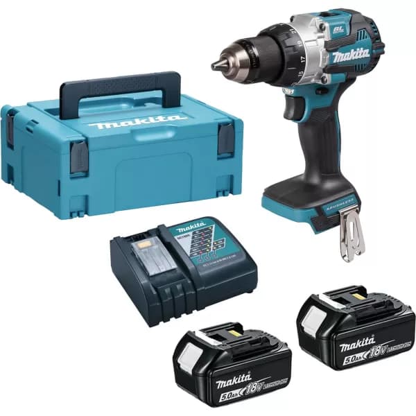 Makita DHP489RTJ 2-speed-Cordless impact driver 620 W brushless, incl. spare battery, incl. charger