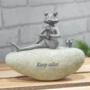 Country Living Frog on Stone Keep Calm Ornament 15cm