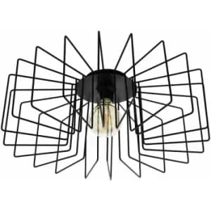Loops - Flush Ceiling Light Colour Black Open Wire Square Frame Modern Bulb E27 28W