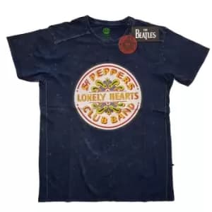 The Beatles - Sgt Pepper Drum Unisex XX-Large Snow Wash T-Shirt - Blue