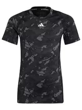 adidas Junior Boys Tech-fit Tee - Base Layer, Dark Grey, Size 13-14 Years