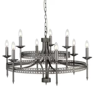 Crown 9 Light Chandelier Iron Finish, E14