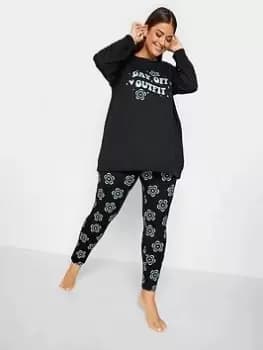 Yours Day Off Outfit Sweat Set, Black, Size 18-20, Women