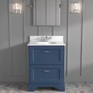 600mm Blue Freestanding Marble Top Vanity Unit - Ashbourne