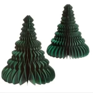 Forest Green Honeycomb Tree Standing Decoration (Set Of 2)