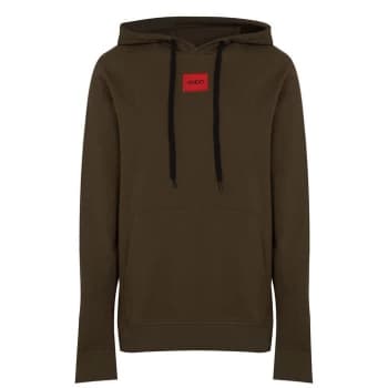 Hugo Boss Daratschi 212 Red Patch Logo Pullover Hoodie Khaki Size M Men