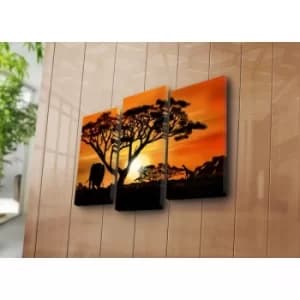 3NATPAT-5 Multicolor Decorative Canvas Painting (3 Pieces)