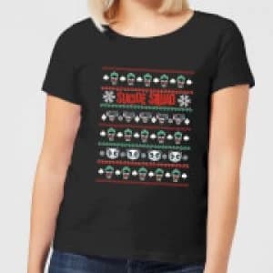 DC Suicide Squad Knit Pattern Womens Christmas T-Shirt - Black