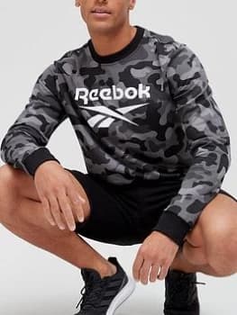 Reebok Camo All Over Print Crew - Black Size M Men
