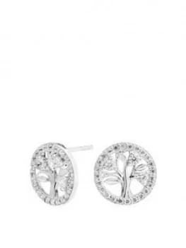 Simply Silver Sterling Silver Cubic Zircona Tree Of Life Stud Earrings
